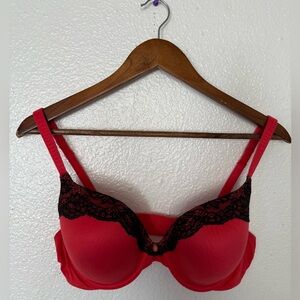Victoria's Secret Red Bra with Black Lace Trim Women’s Size 36C